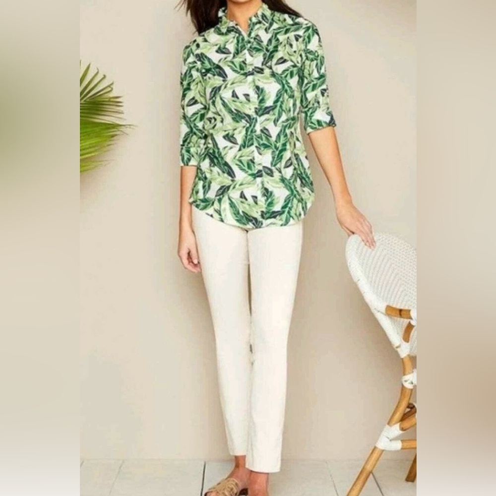 J. Mcglaughlin Lois Blouse Tropical Leaves Size Small EUC